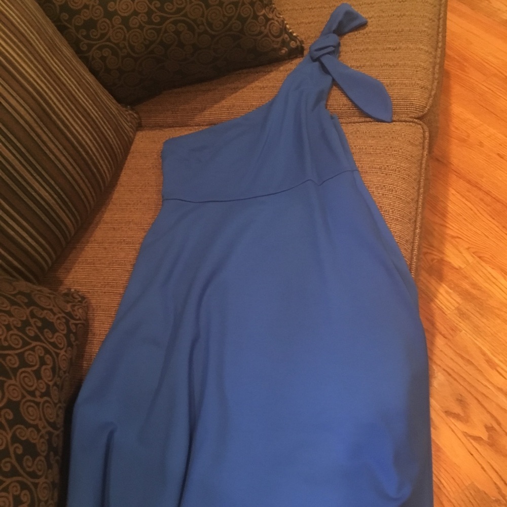 One shoulder cobalt blue Banana Republic dress